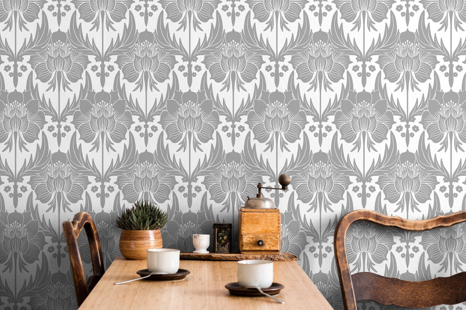 Elegant Floral Symmetry Wallpaper - X172 - WallTrend