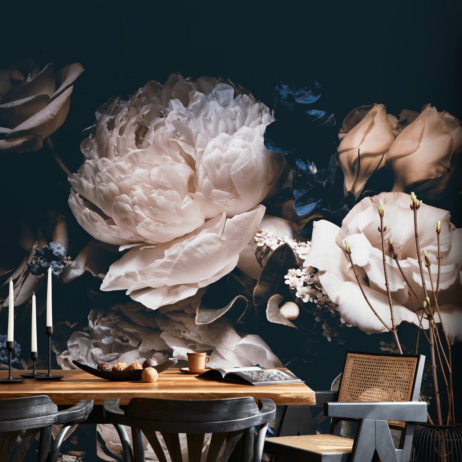 Elegant Floral Symphony Wallpaper - A344 - WallTrend