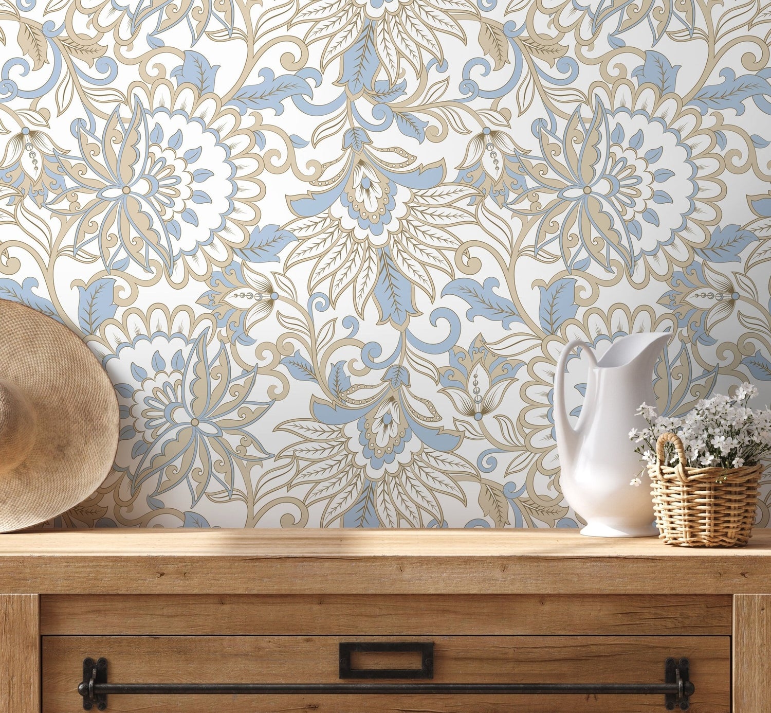 Elegant Floral Symphony Wallpaper - D079 - WallTrend