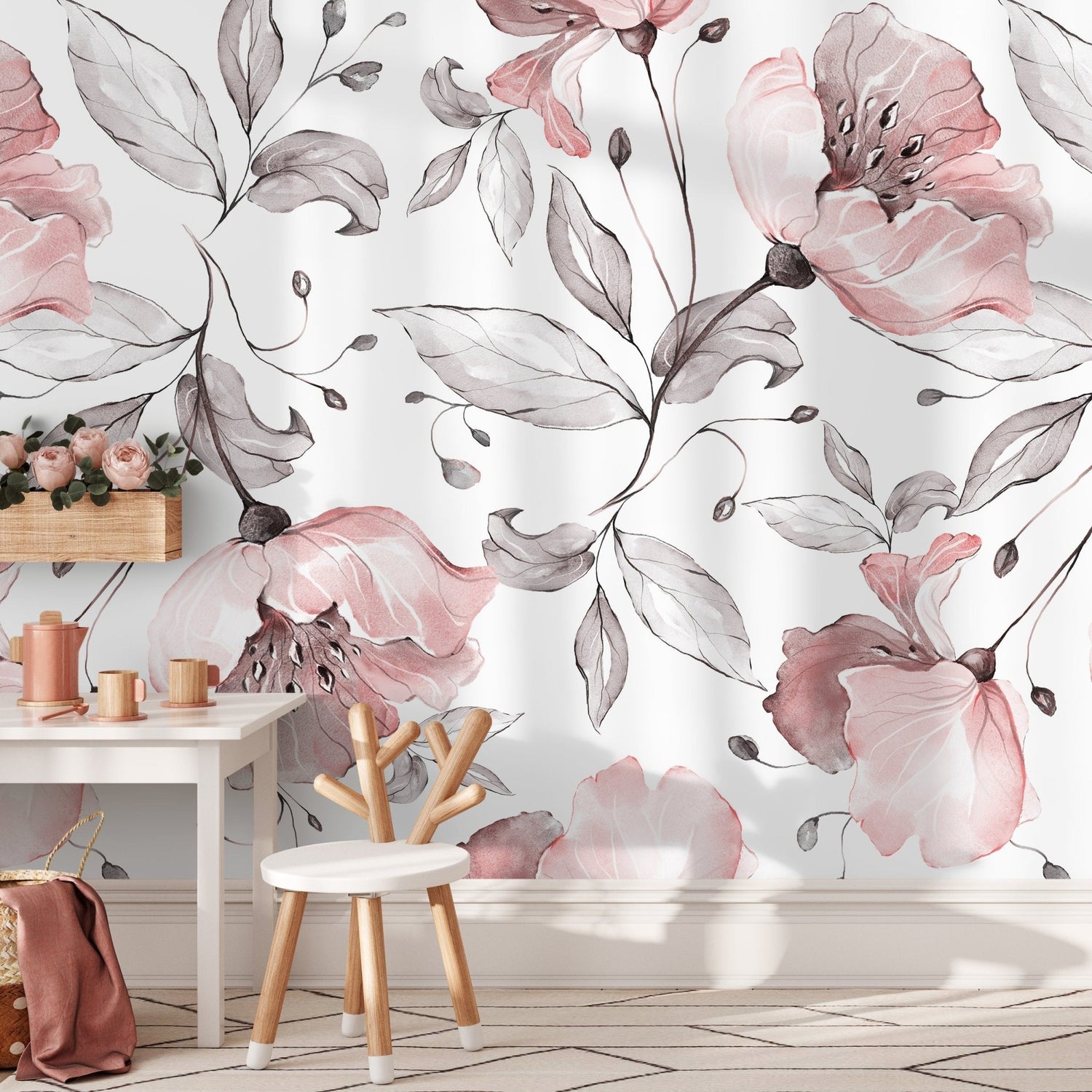 Elegant Floral Watercolor Wallpaper - A477 - WallTrend