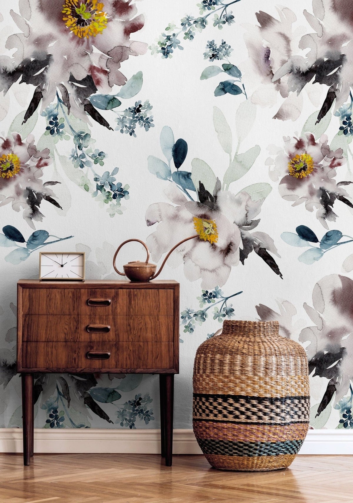 Elegant Floral Watercolor Wallpaper - B219 - WallTrend