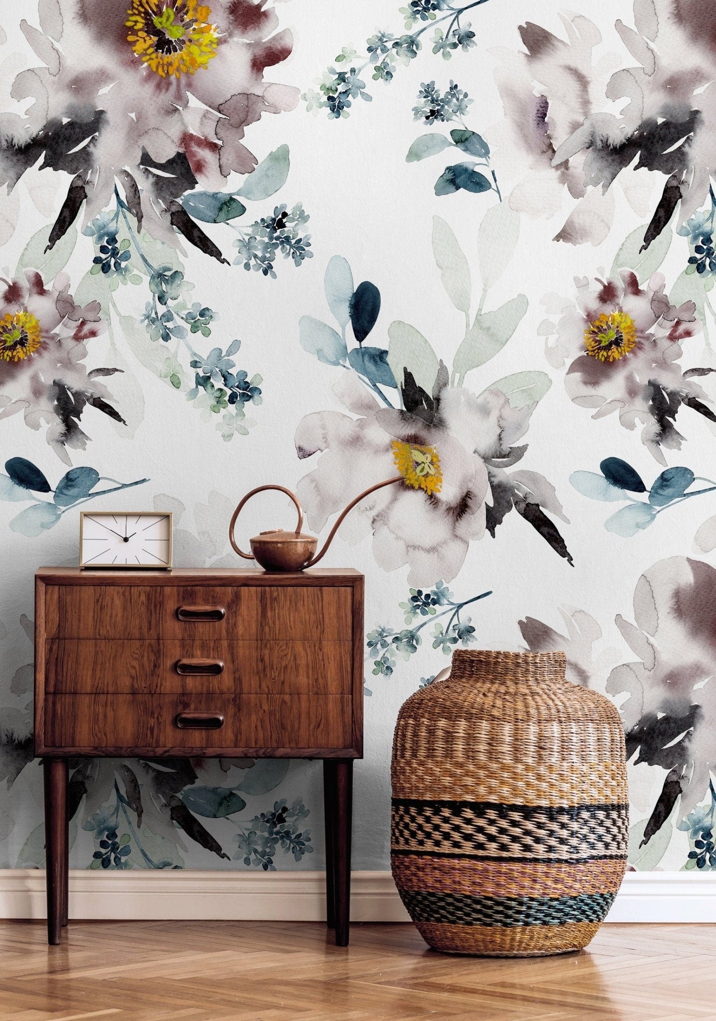 Elegant Floral Watercolor Wallpaper - B219 - WallTrend