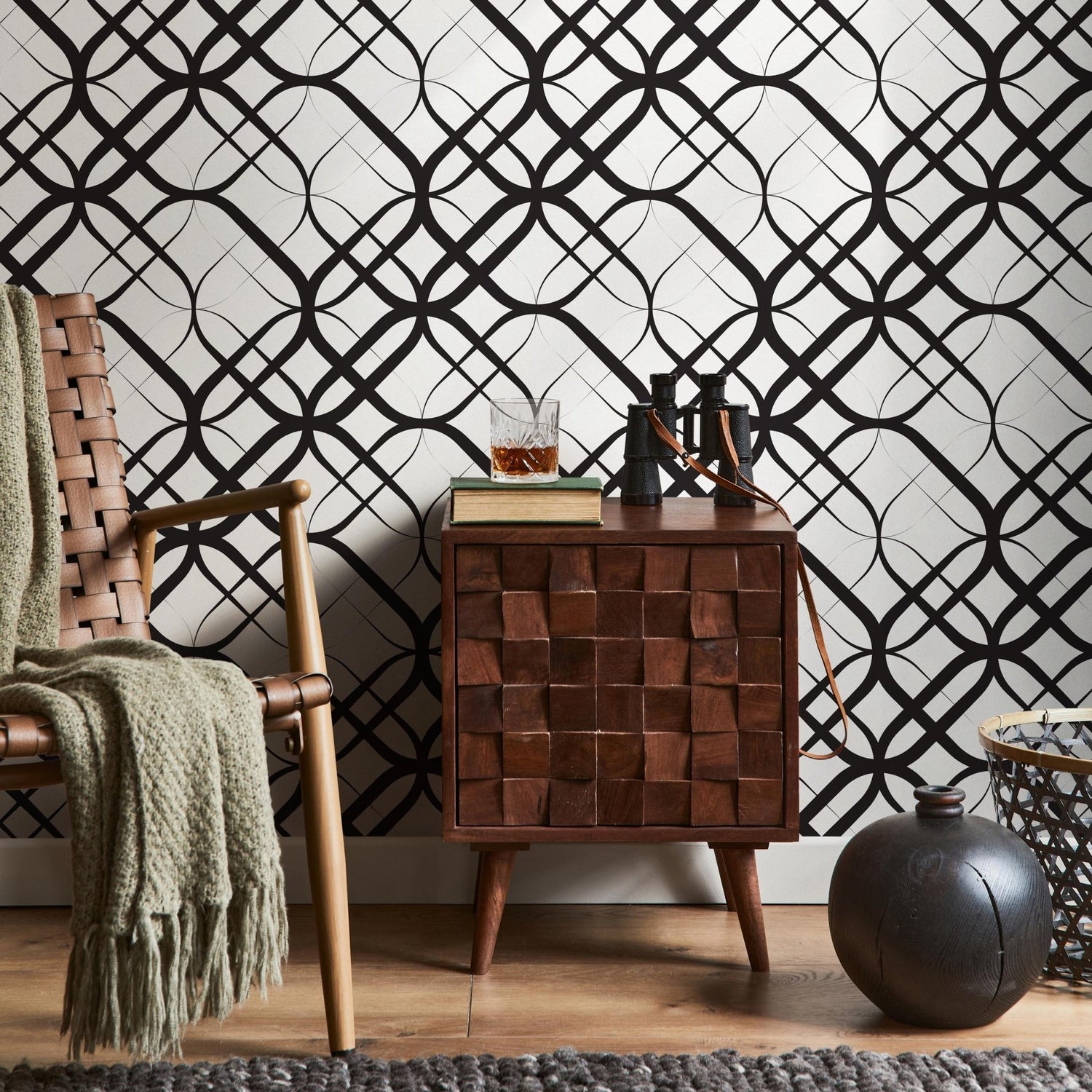 Elegant Geometric Curves Wallpaper - B684 - WallTrend
