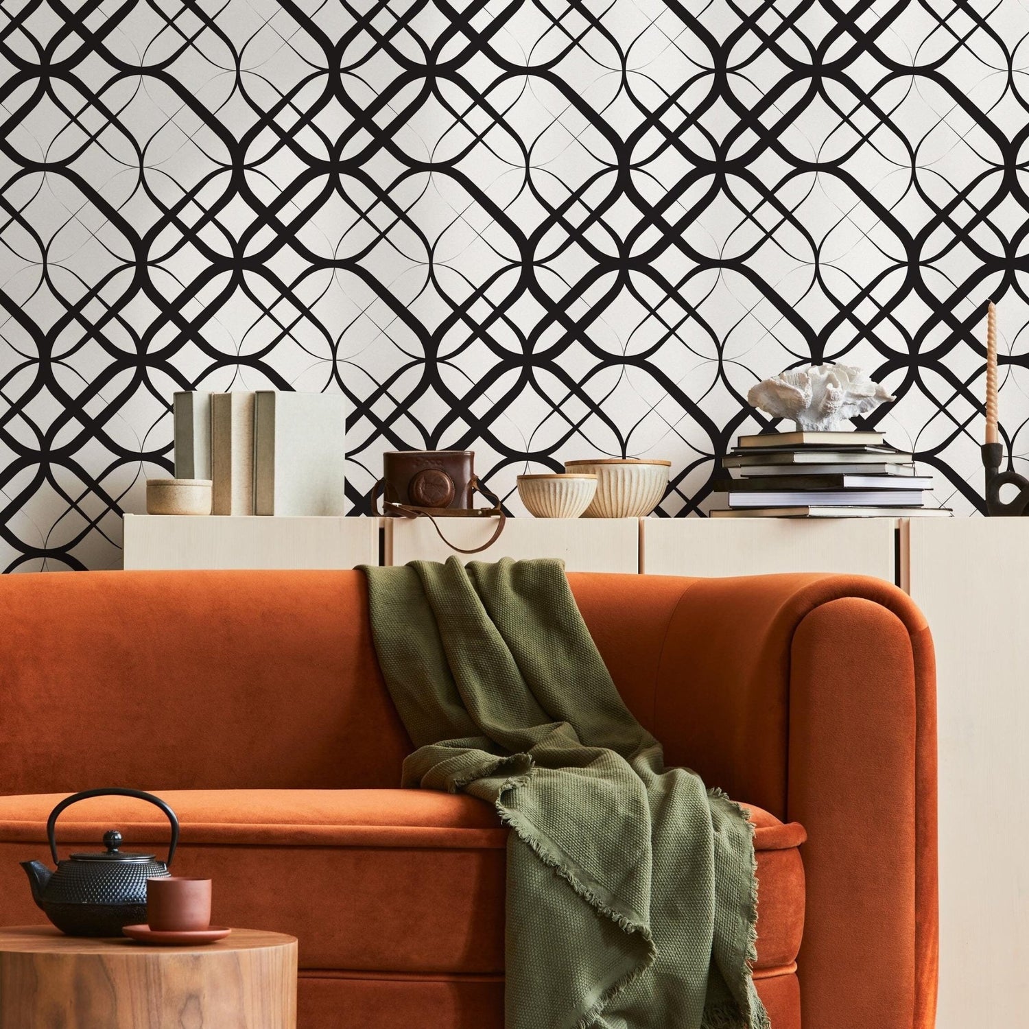 Elegant Geometric Curves Wallpaper - B684 - WallTrend
