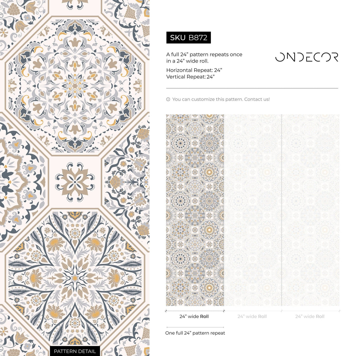 Elegant Geometric Floral Wallpaper - B872 - WallTrend