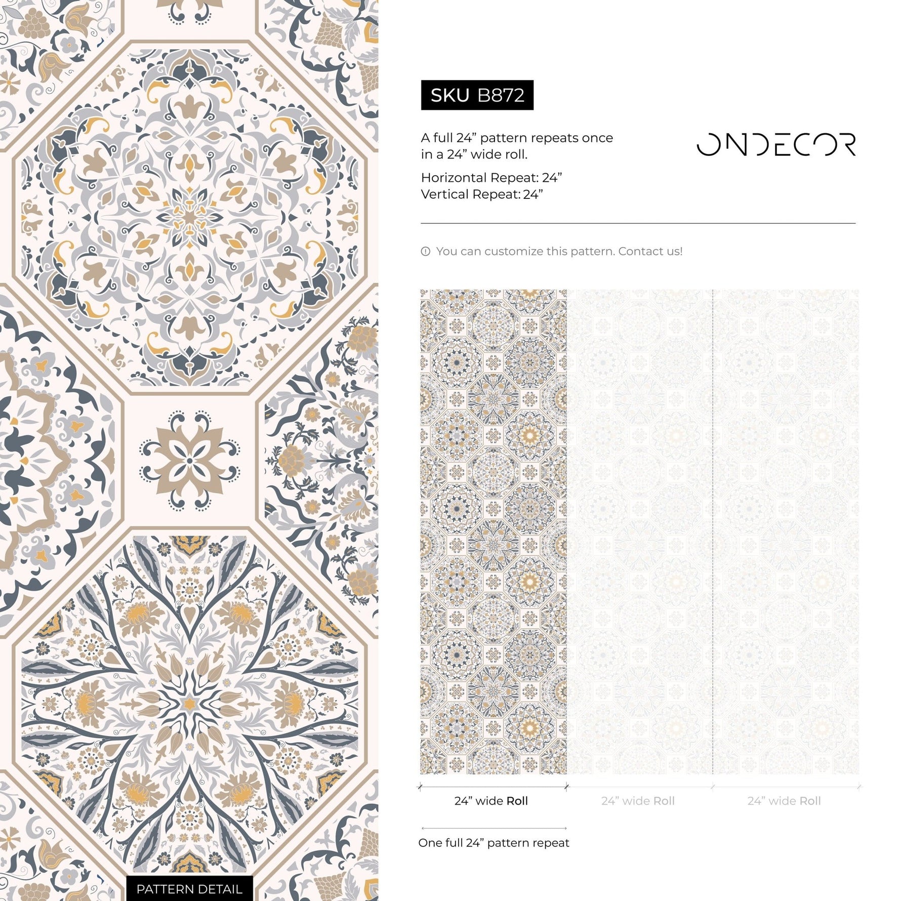 Elegant Geometric Floral Wallpaper - B872 - WallTrend