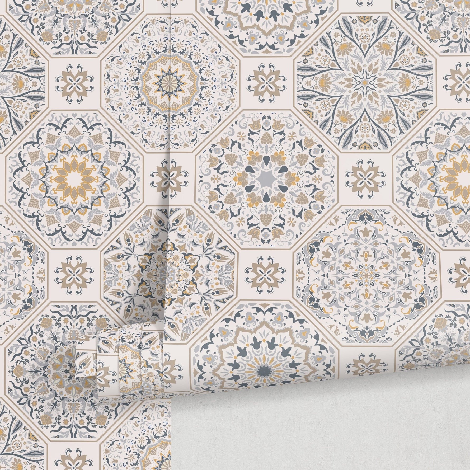 Elegant Geometric Floral Wallpaper - B872 - WallTrend