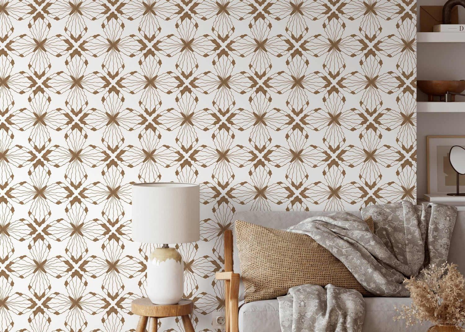 Elegant Geometric Floral Wallpaper - C935 - WallTrend