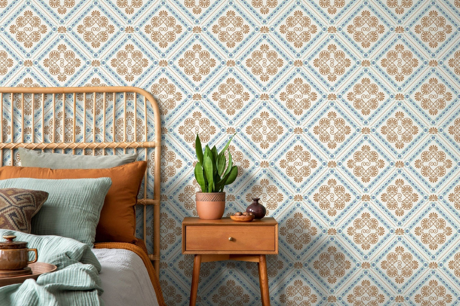 Elegant Geometric Floral Wallpaper - D138 - WallTrend