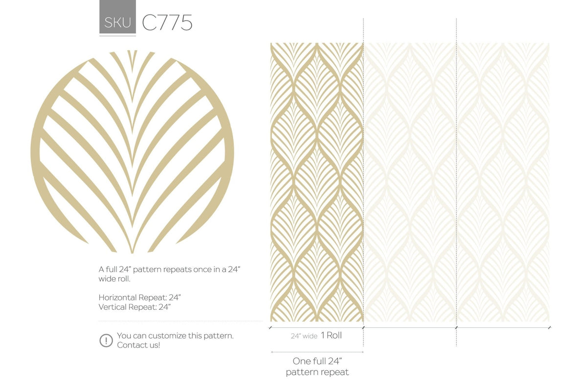 Elegant Geometric Leaves Wallpaper - C775 - WallTrend