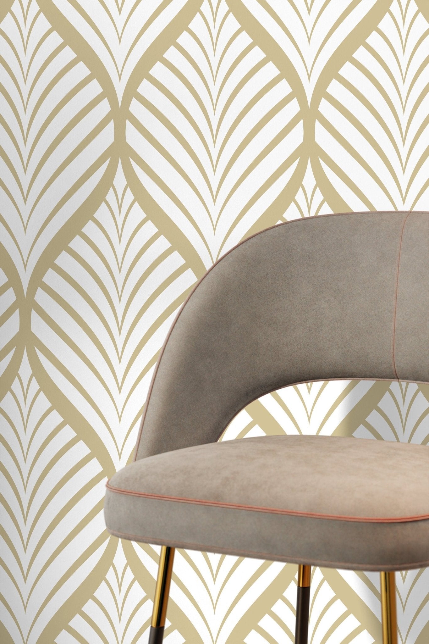 Elegant Geometric Leaves Wallpaper - C775 - WallTrend