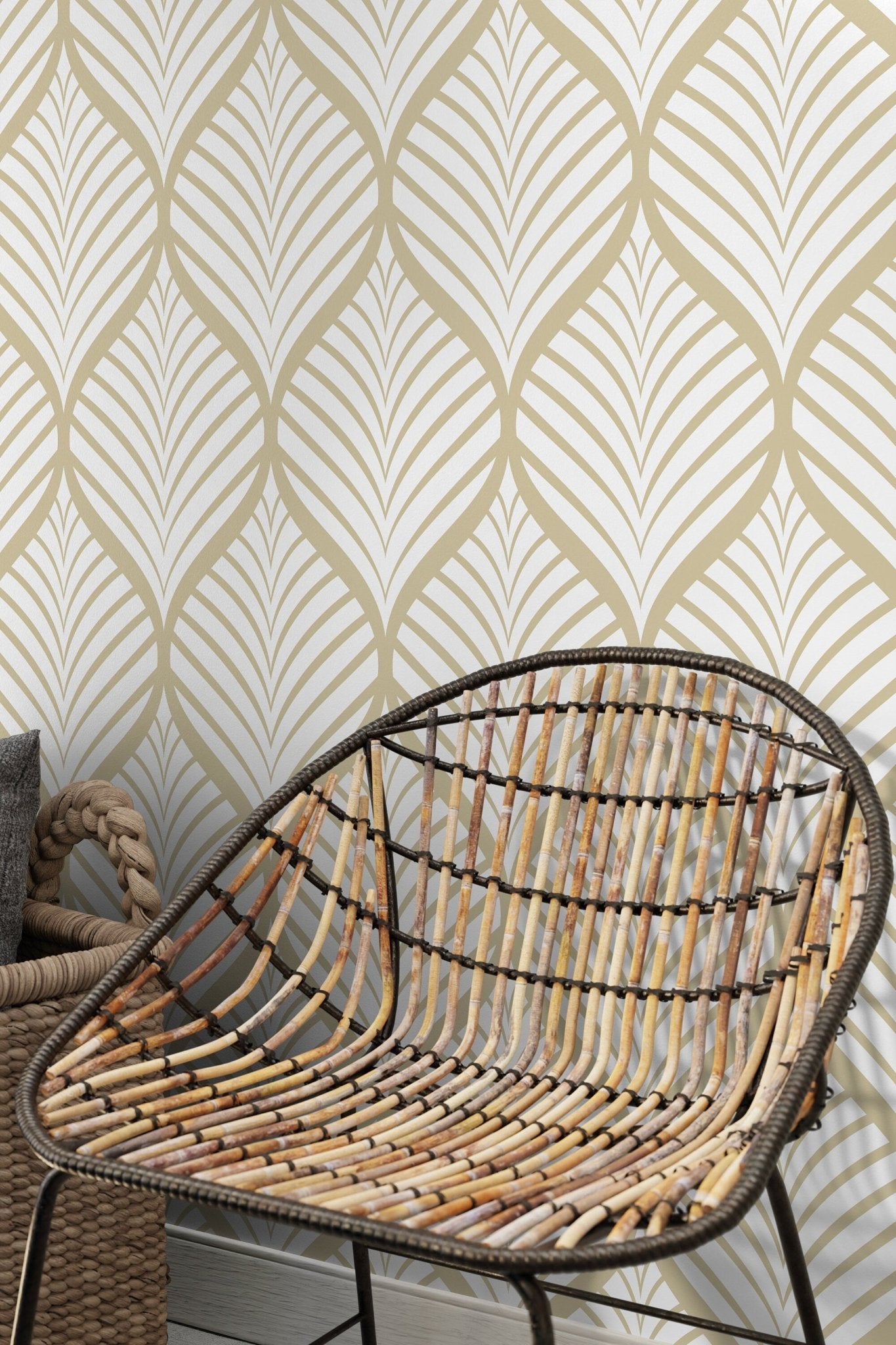 Elegant Geometric Leaves Wallpaper - C775 - WallTrend