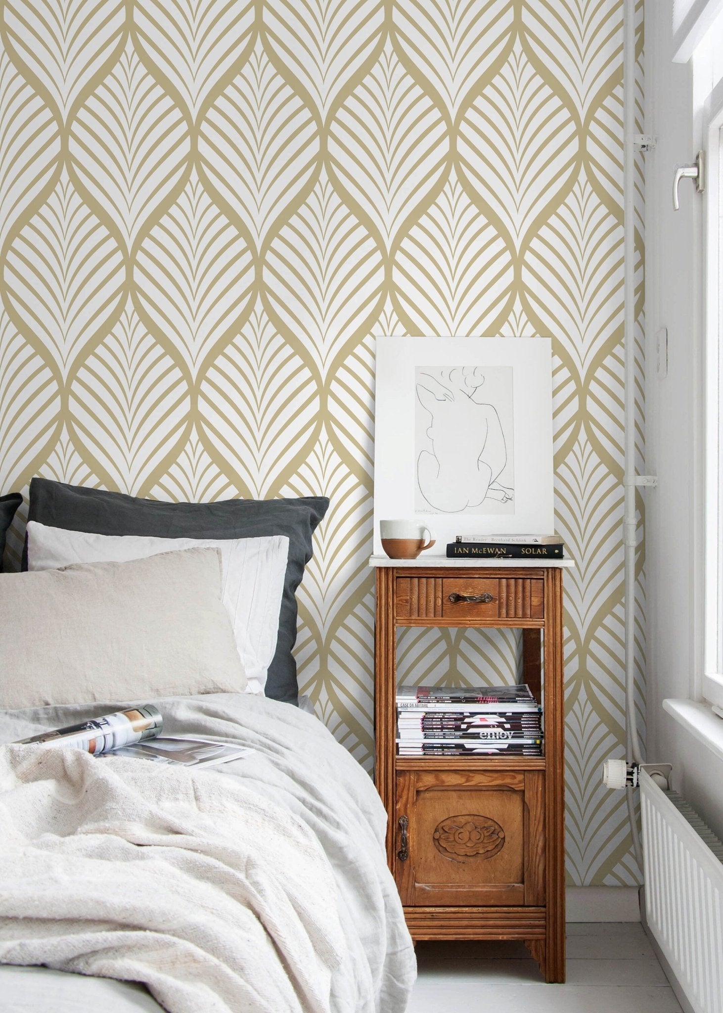 Elegant Geometric Leaves Wallpaper - C775 - WallTrend