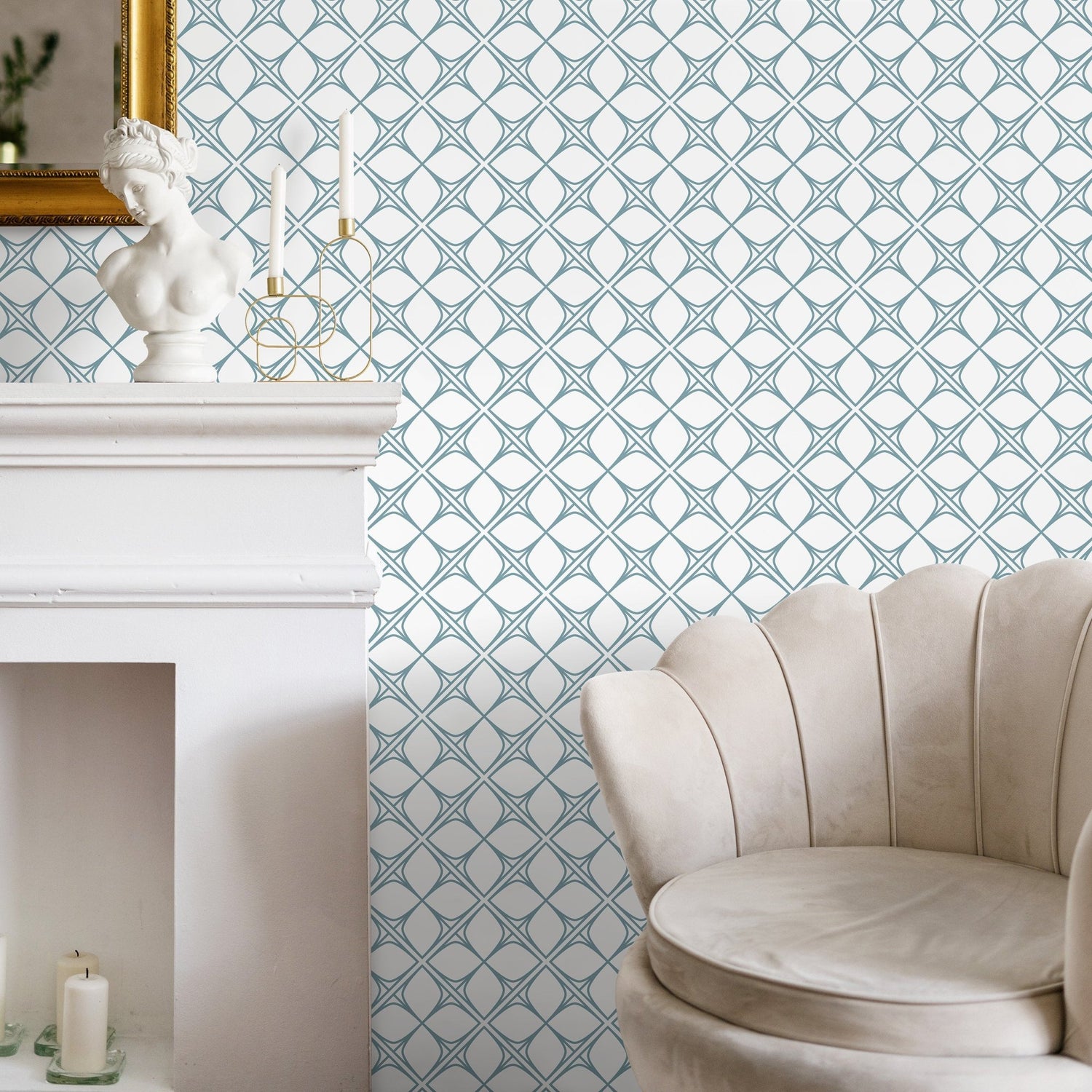 Elegant Geometric Ogee Wallpaper - B088 - WallTrend