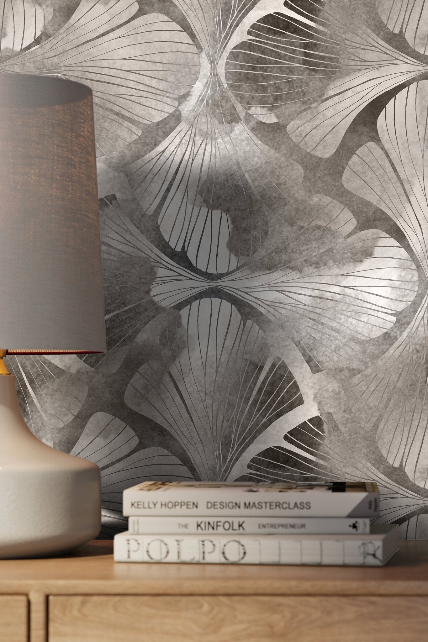 Elegant Ginkgo Leaves Wallpaper - C865 - WallTrend