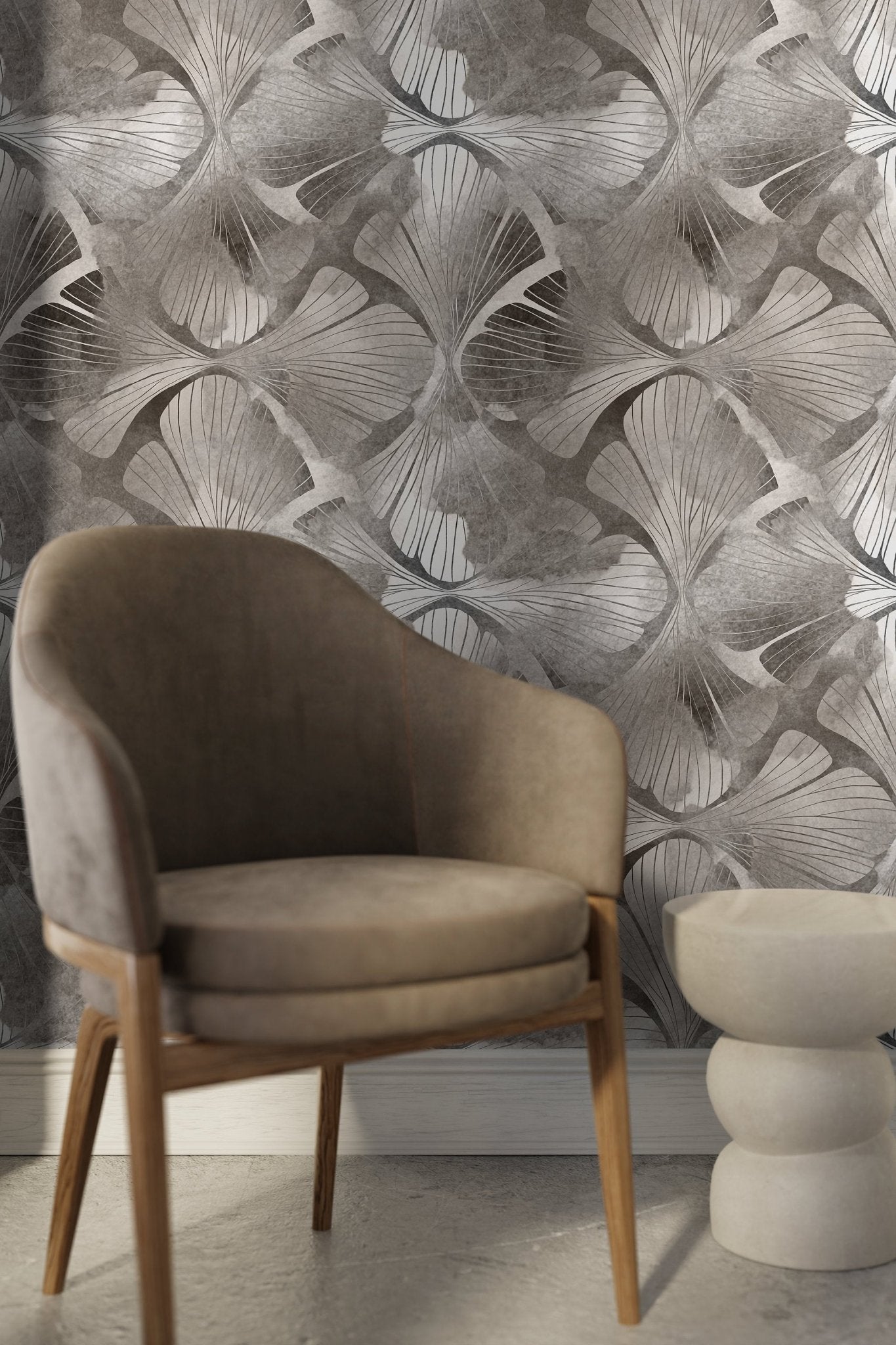 Elegant Ginkgo Leaves Wallpaper - C865 - WallTrend