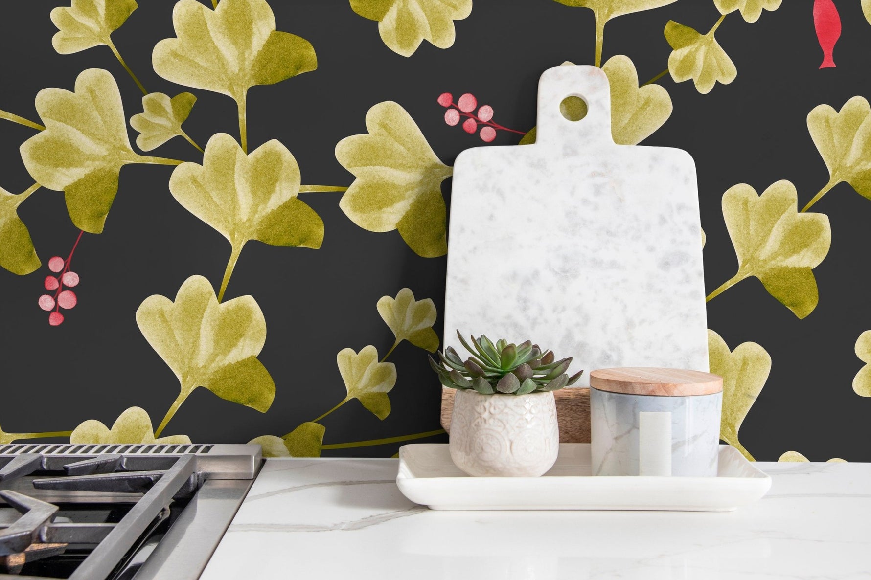 Elegant Ginkgo Leaves Wallpaper - X012 - WallTrend