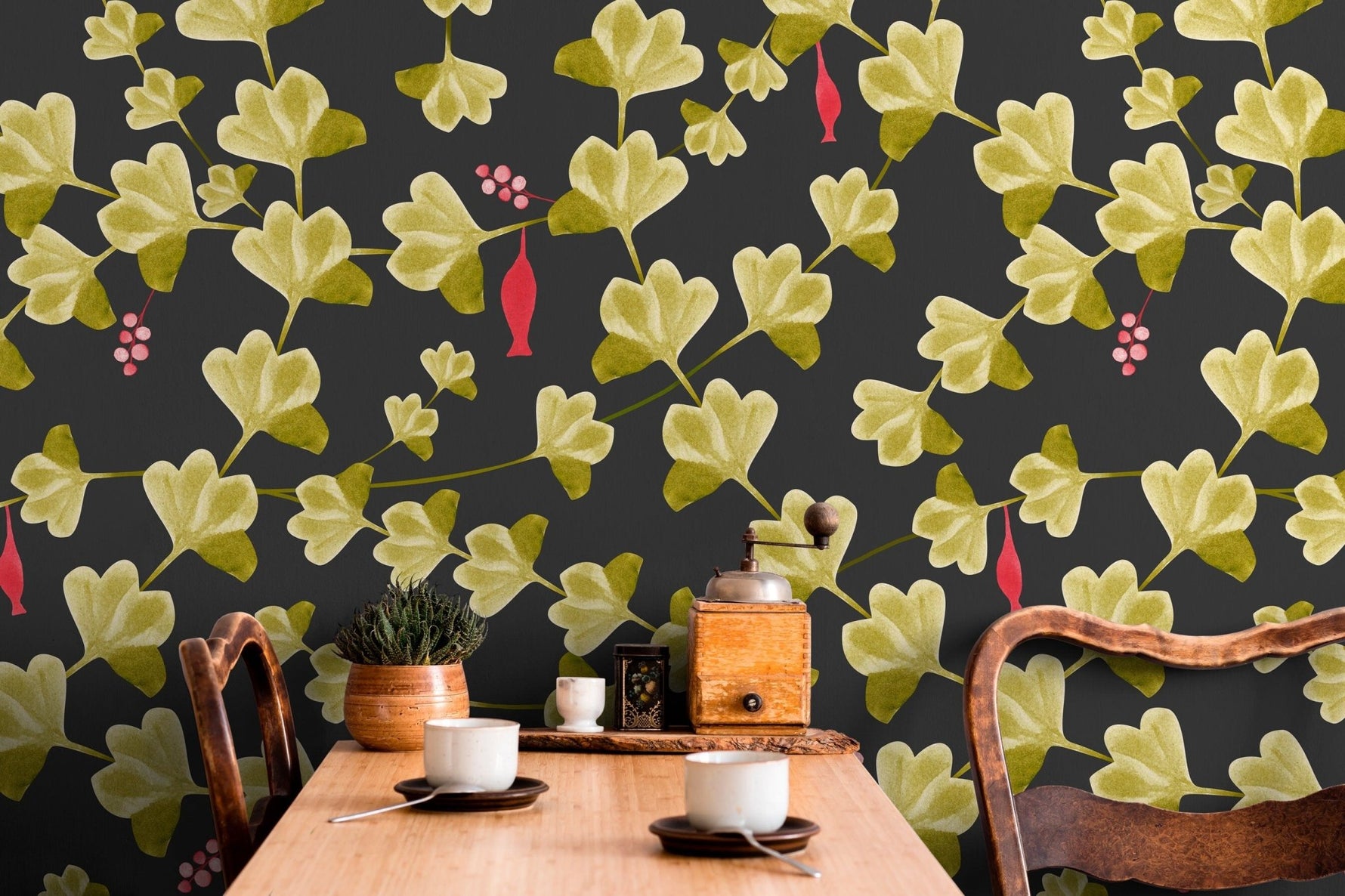 Elegant Ginkgo Leaves Wallpaper - X012 - WallTrend