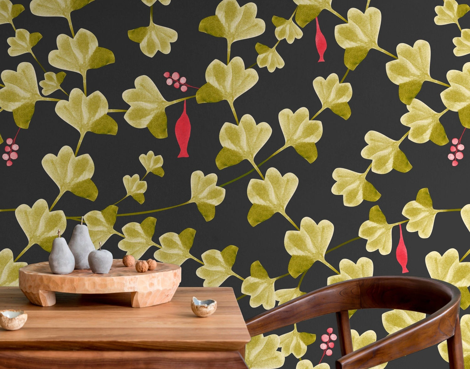 Elegant Ginkgo Leaves Wallpaper - X012 - WallTrend