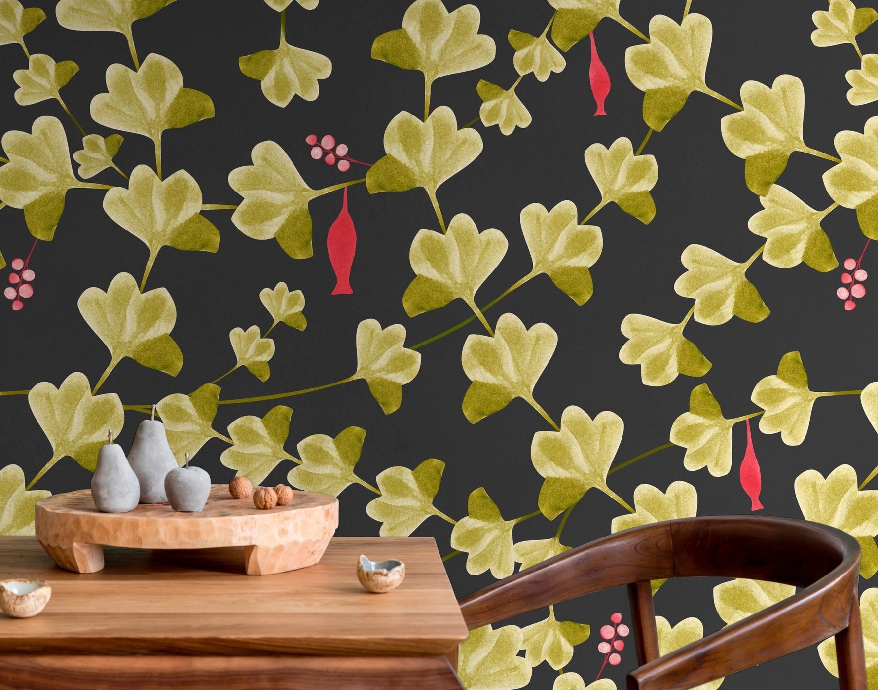 Elegant Ginkgo Leaves Wallpaper - X012 - WallTrend