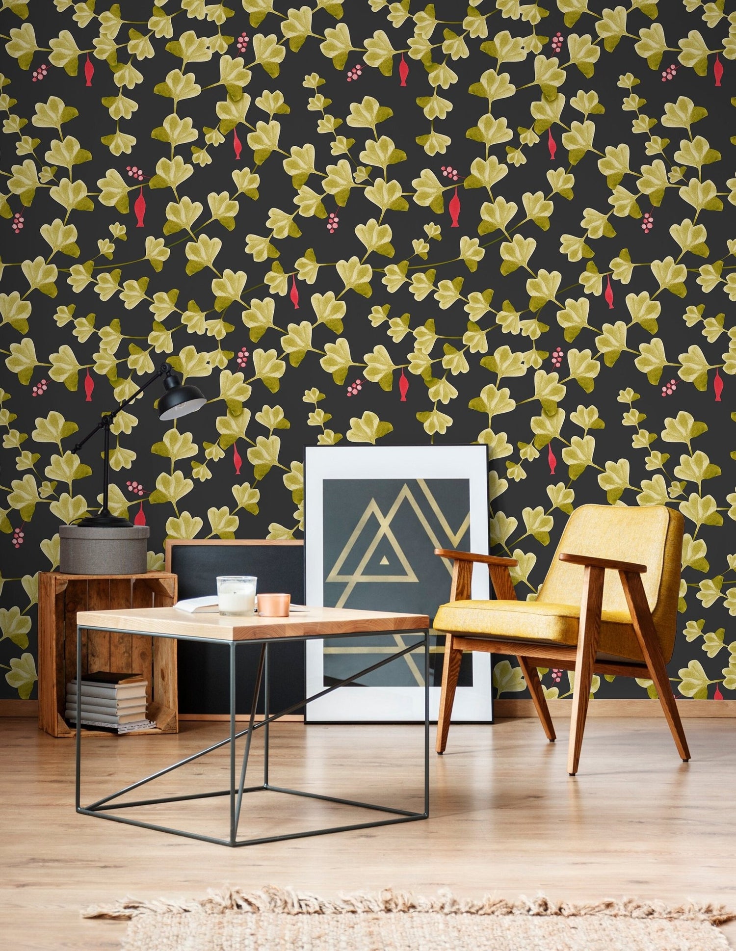 Elegant Ginkgo Leaves Wallpaper - X012 - WallTrend
