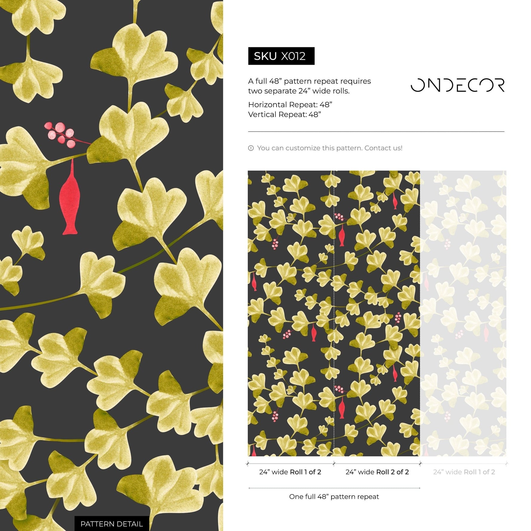 Elegant Ginkgo Leaves Wallpaper - X012 - WallTrend