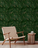 Elegant Green and Copper Veins Wallpaper - C455 - WallTrend