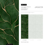 Elegant Green and Copper Veins Wallpaper - C455 - WallTrend