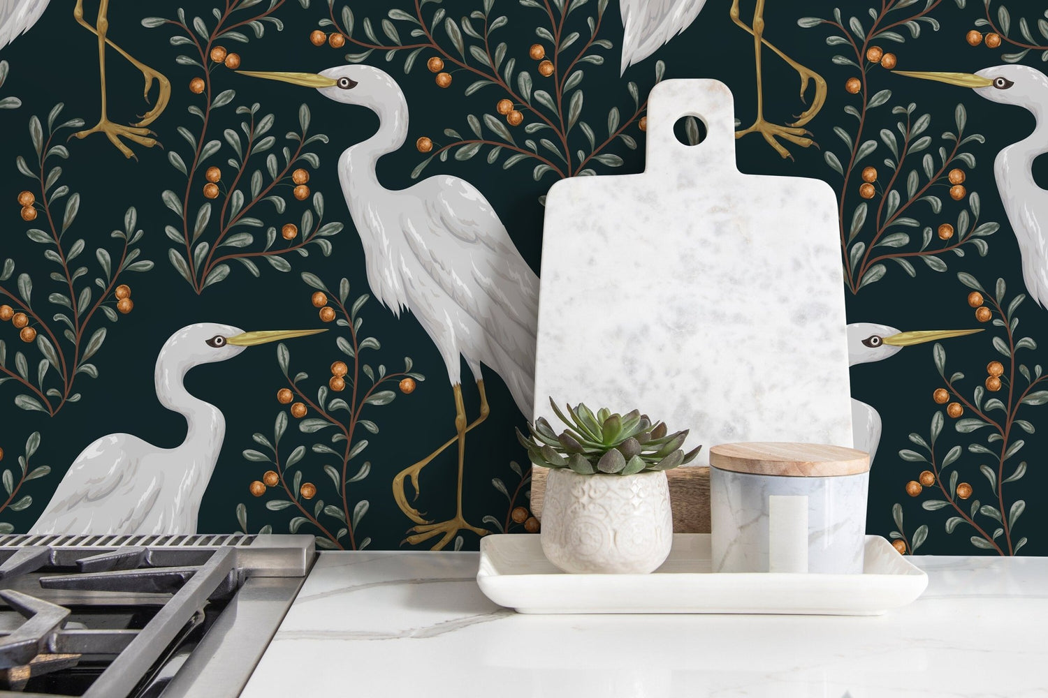 Elegant Herons Wallpaper - D072 - WallTrend