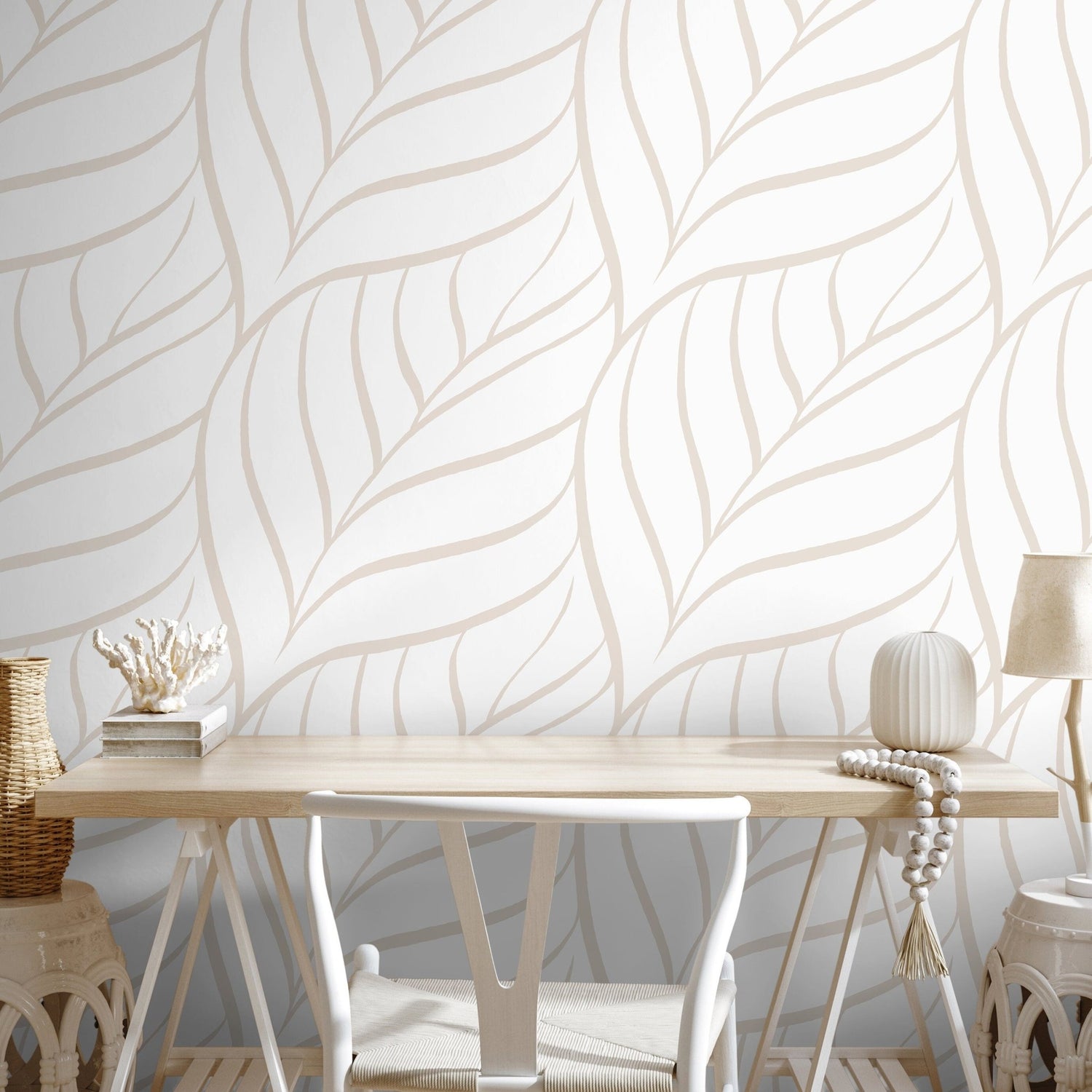 Elegant Leaf Motif Wallpaper - C638 - WallTrend