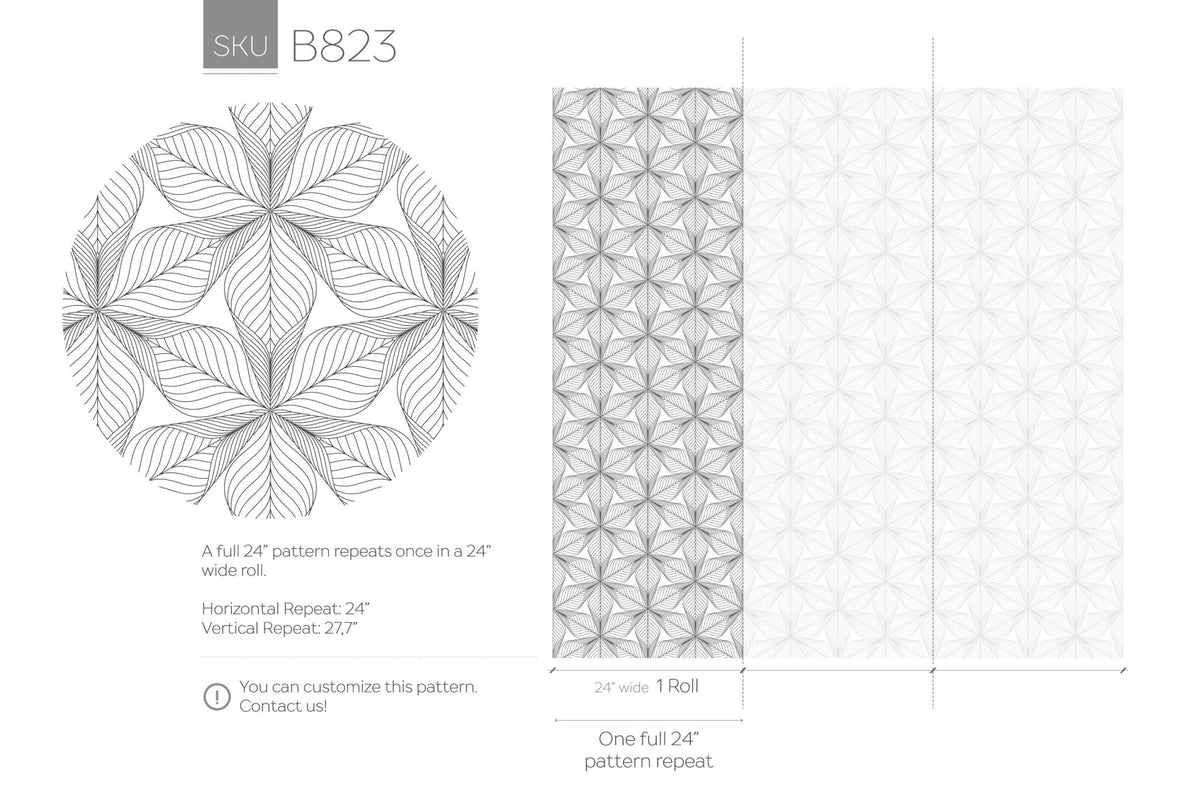 Elegant Leaf Pattern Wallpaper - B823 - WallTrend