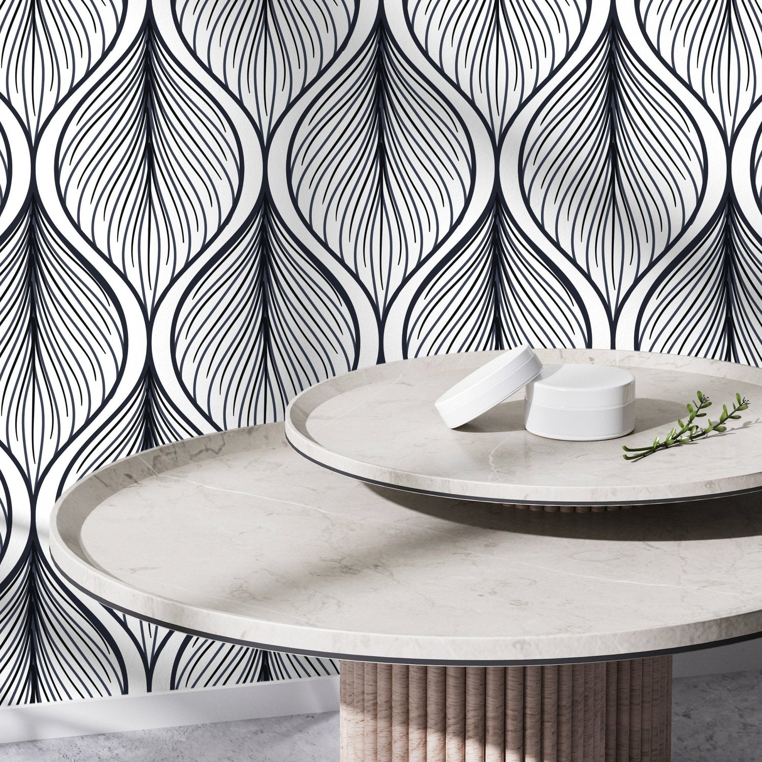 Elegant Linear Art Deco Wallpaper - C387 - WallTrend