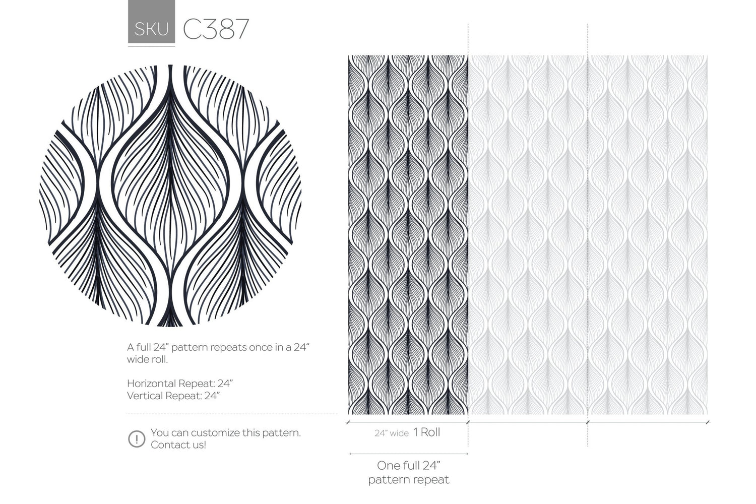 Elegant Linear Art Deco Wallpaper - C387 - WallTrend