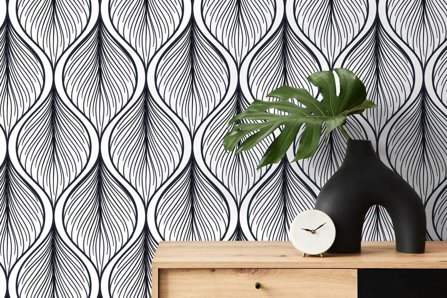 Elegant Linear Art Deco Wallpaper - C387 - WallTrend