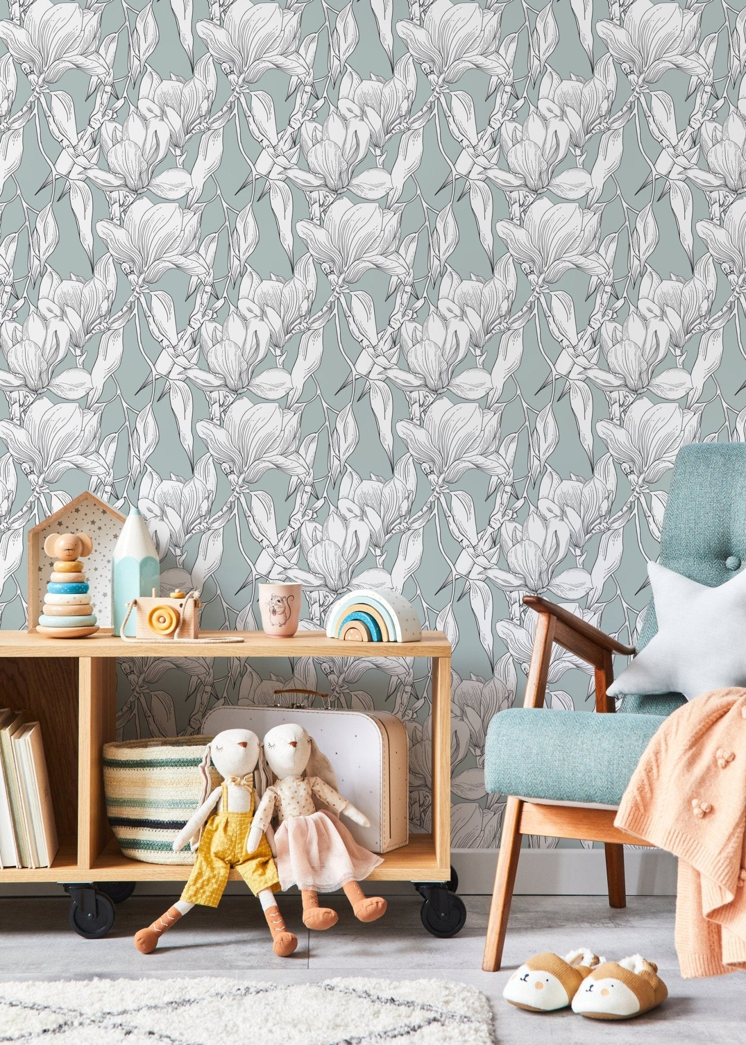 Elegant Magnolia Sketch Wallpaper - D025 - WallTrend