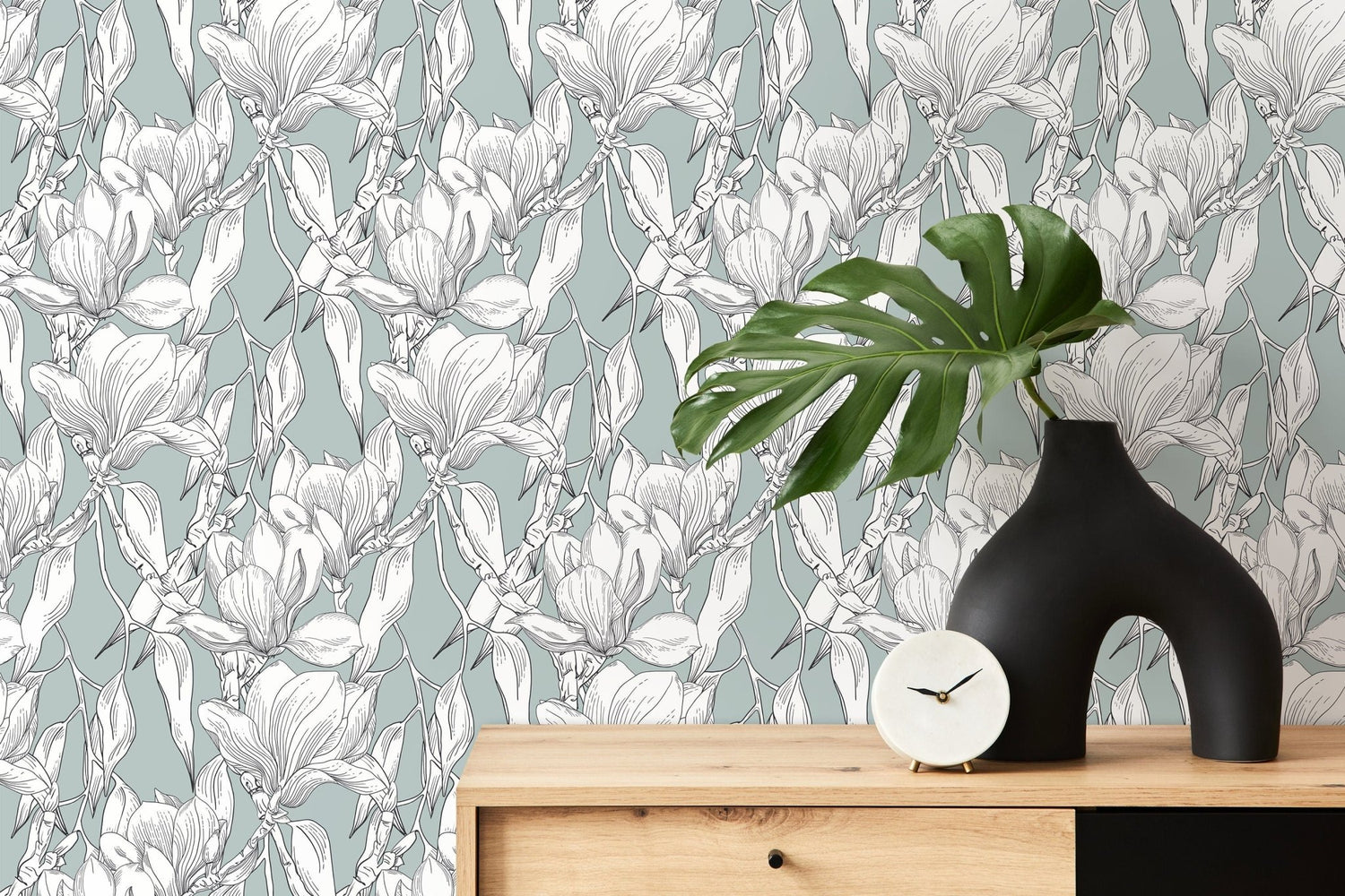 Elegant Magnolia Sketch Wallpaper - D025 - WallTrend