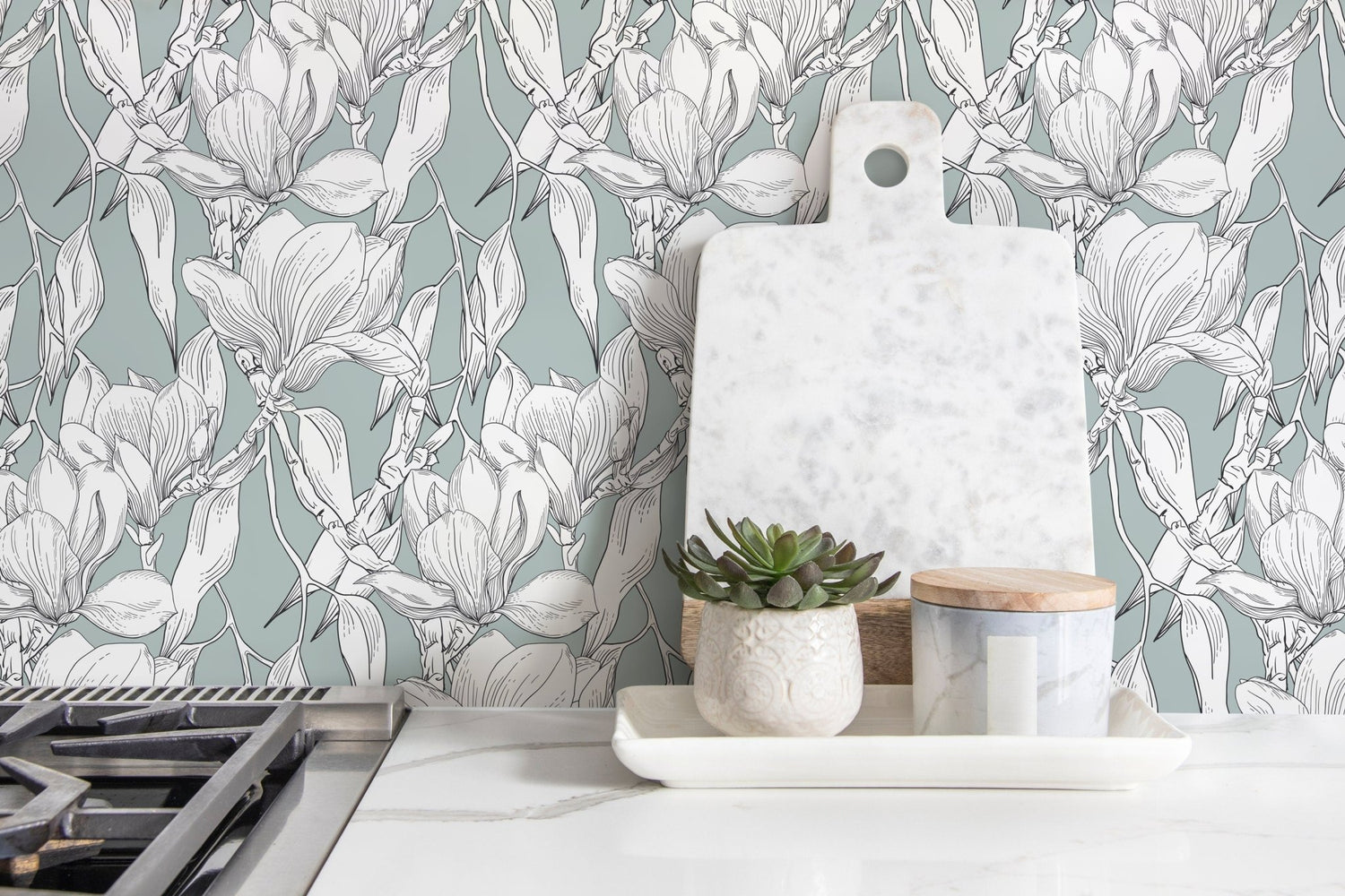 Elegant Magnolia Sketch Wallpaper - D025 - WallTrend