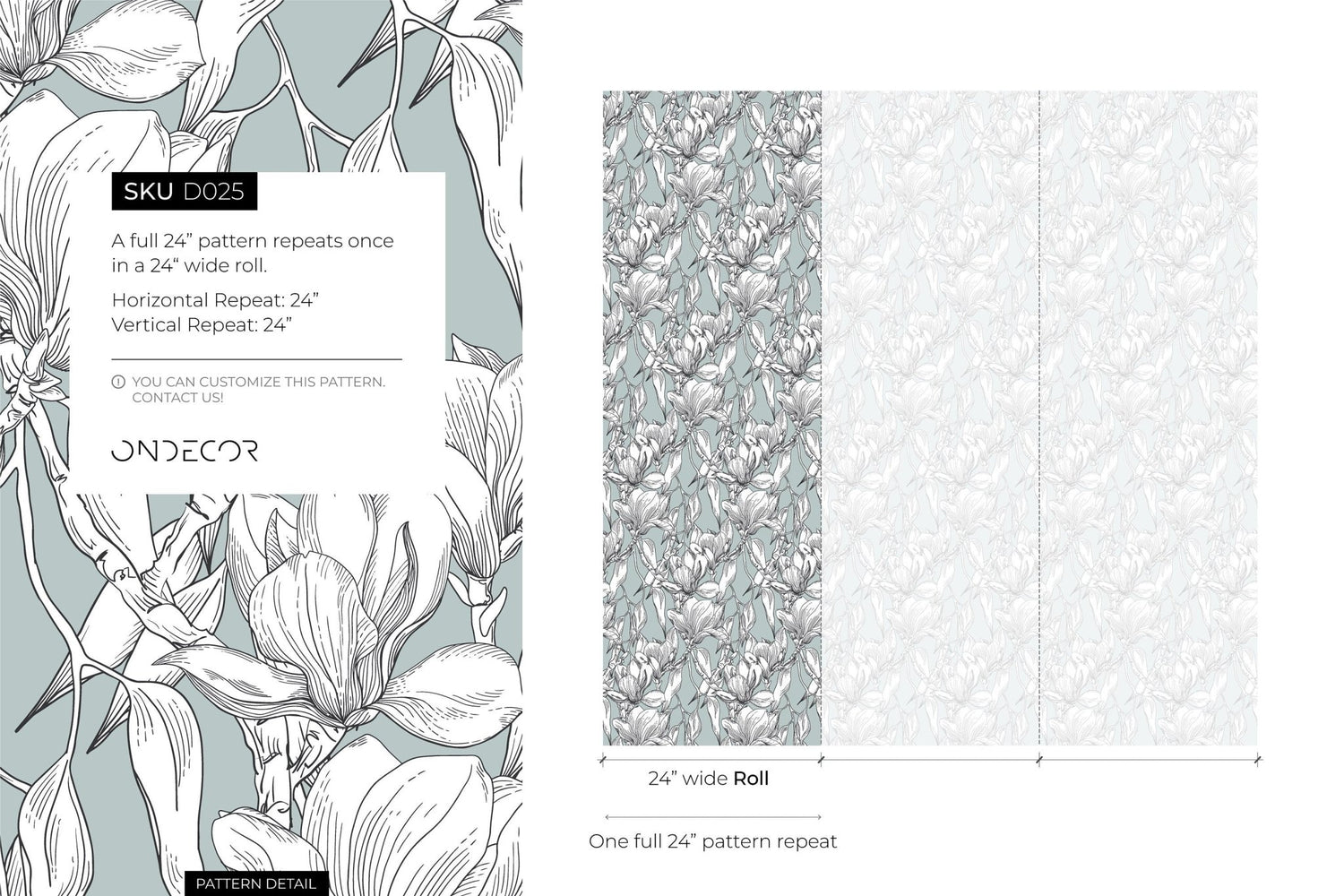 Elegant Magnolia Sketch Wallpaper - D025 - WallTrend