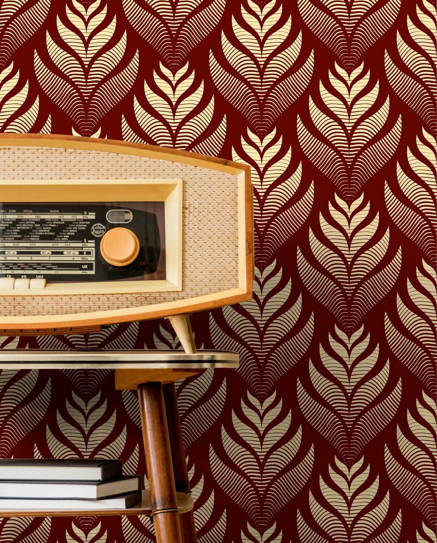 Elegant Maroon Foliage Wallpaper - C493 - WallTrend