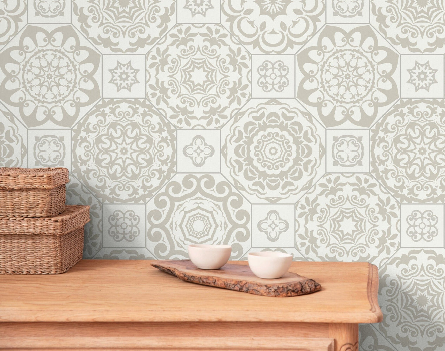 Elegant Medallion Pattern Wallpaper - C382 - WallTrend