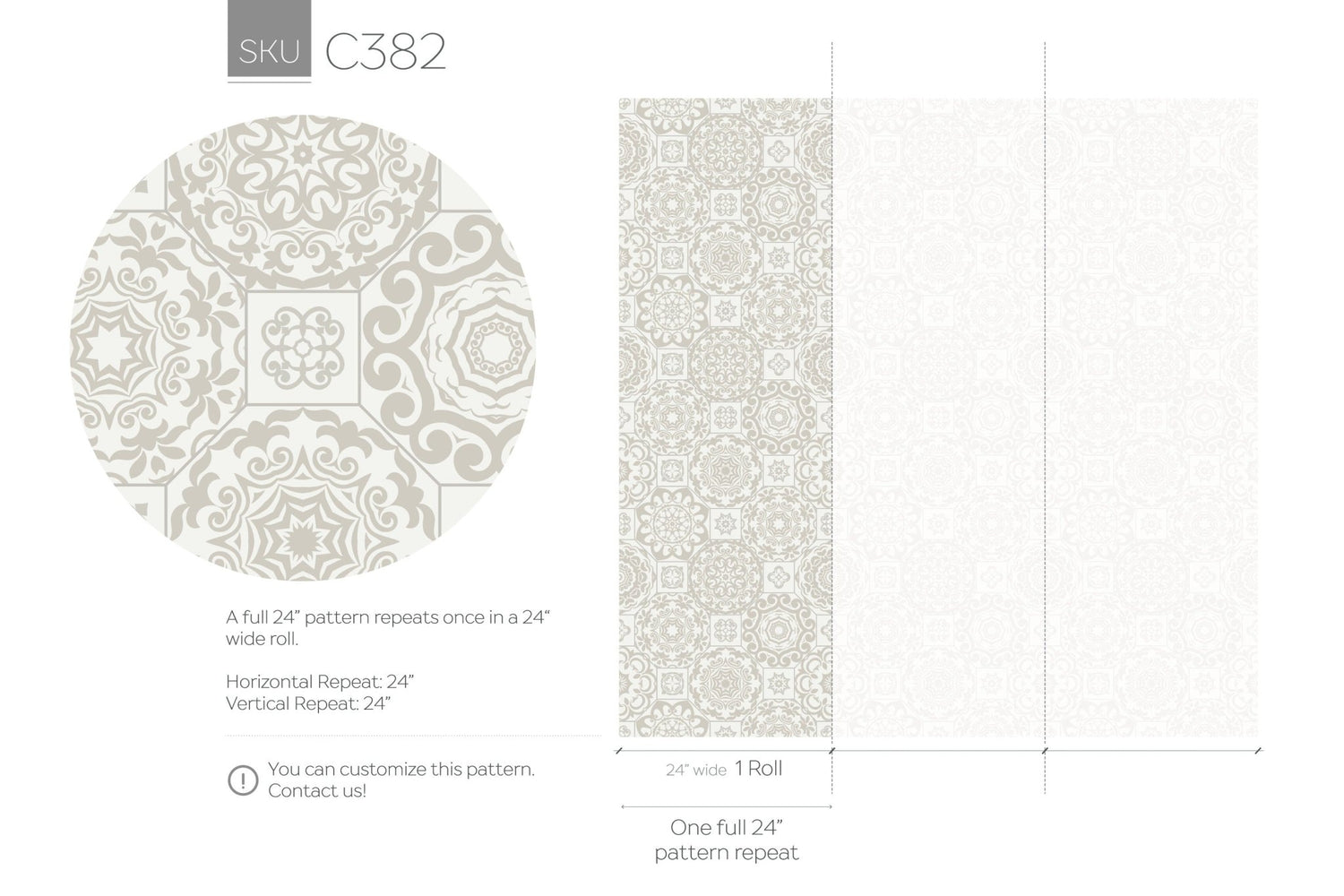 Elegant Medallion Pattern Wallpaper - C382 - WallTrend