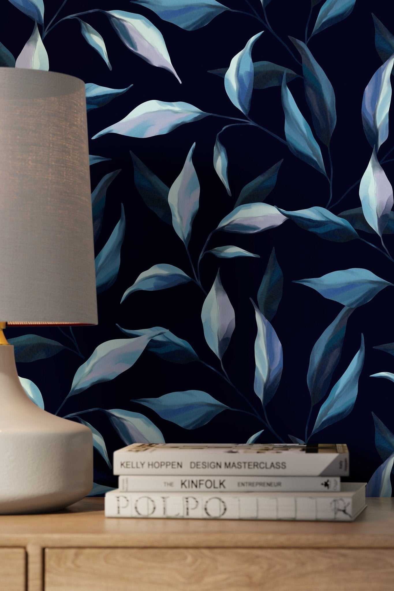 Elegant Midnight Foliage Wallpaper - SKU C690 - WallTrend