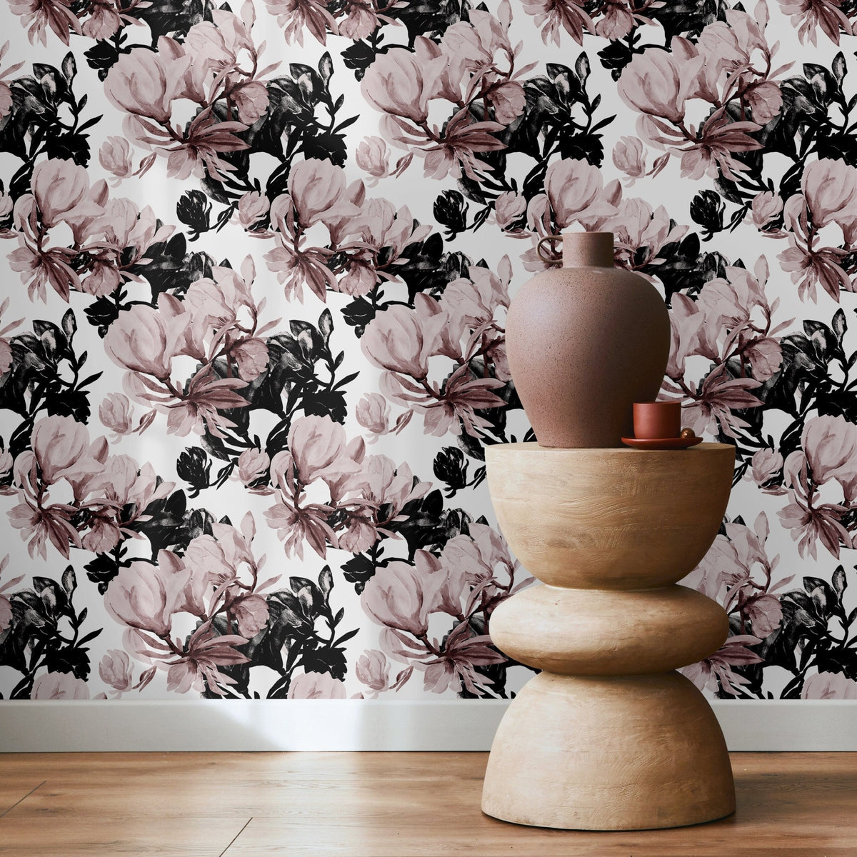 Elegant Monochrome Floral Wallpaper - B591 - WallTrend