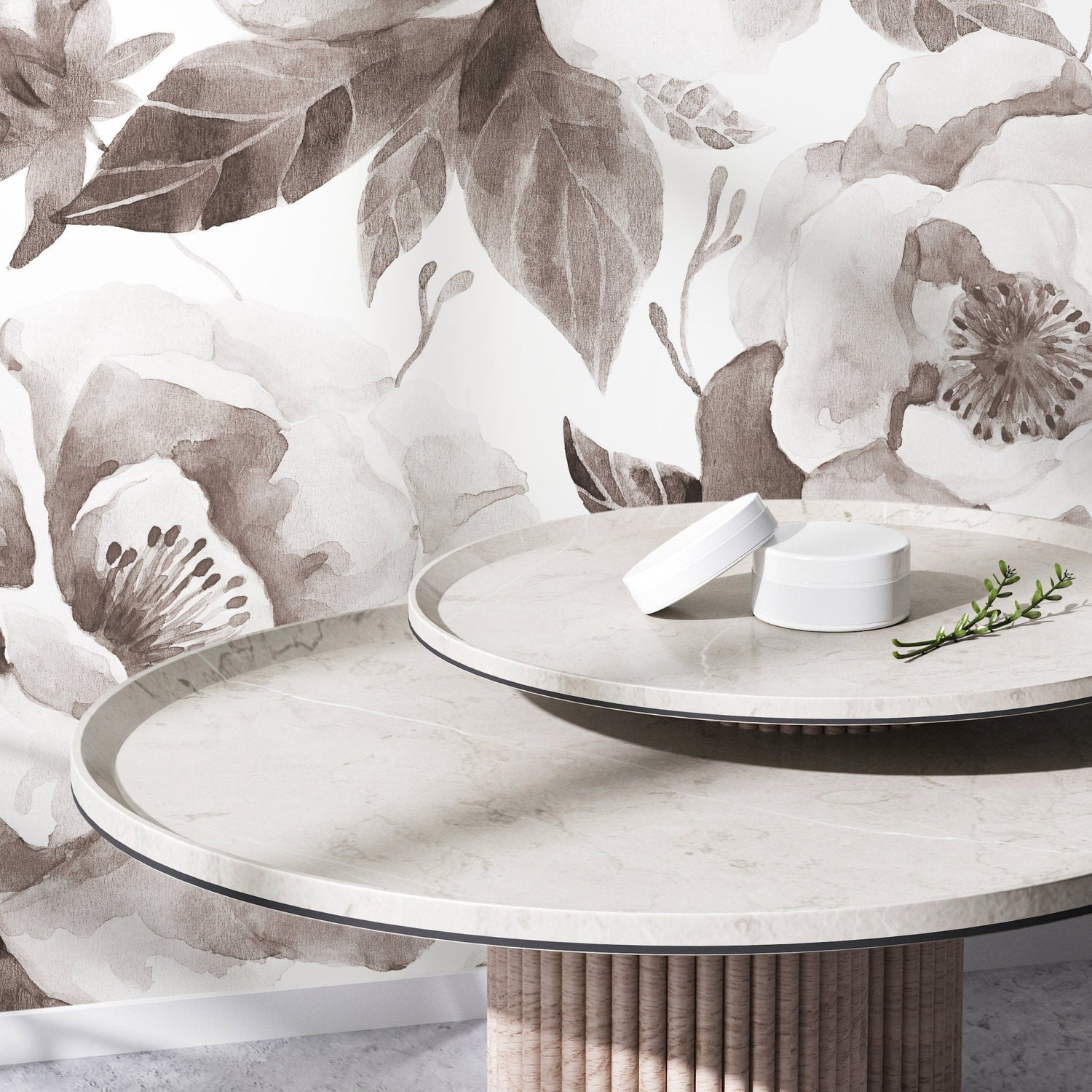 Elegant Monochrome Floral Wallpaper - C960 - WallTrend
