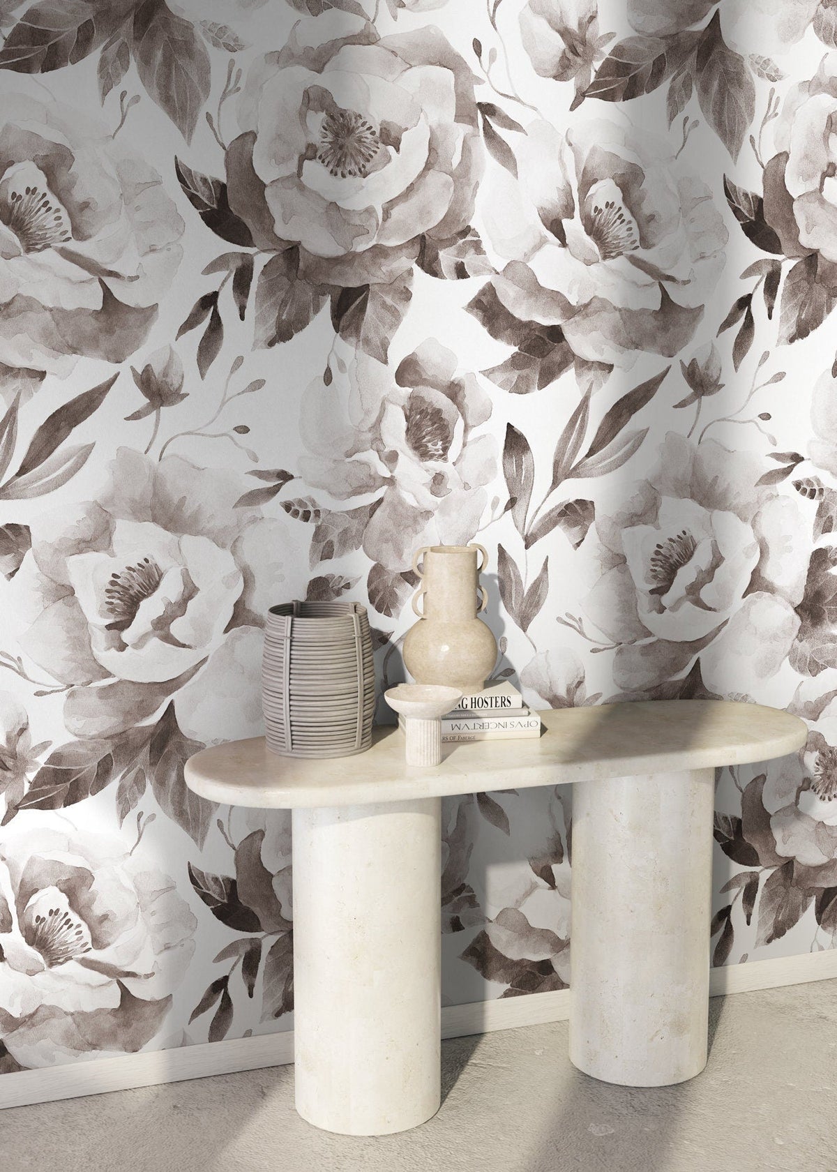 Elegant Monochrome Floral Wallpaper - C960 - WallTrend