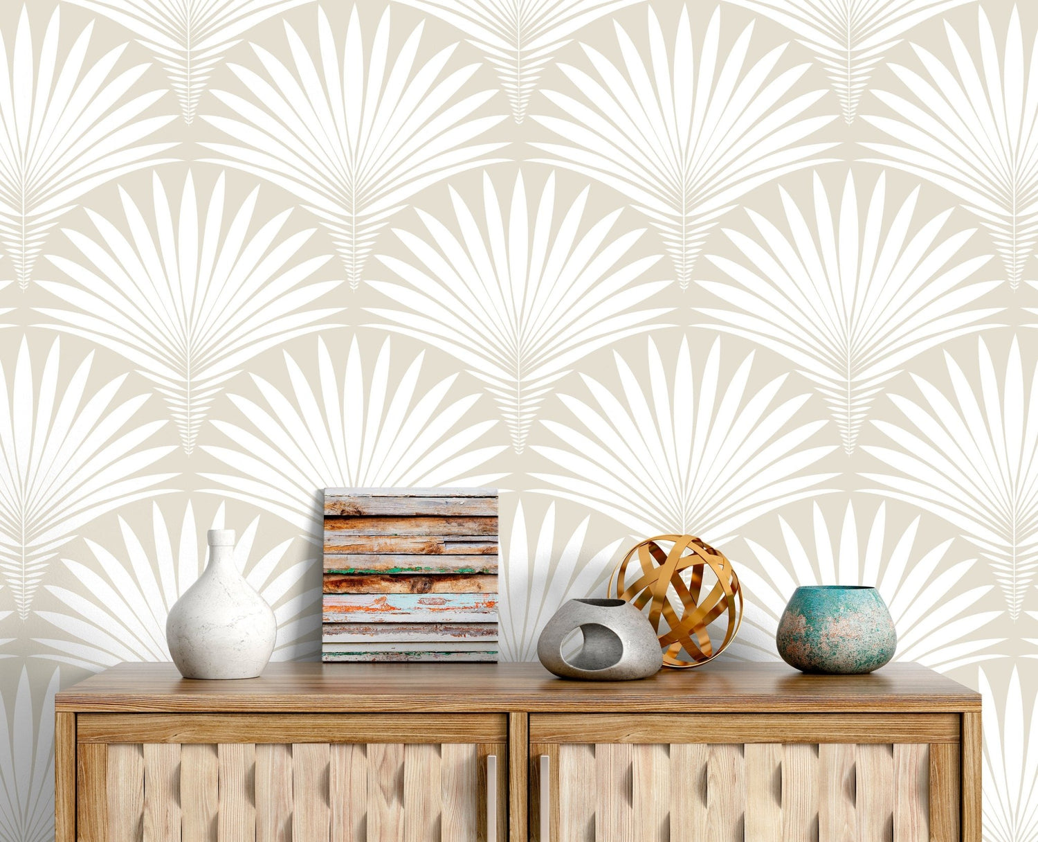 Elegant Palm Fan Wallpaper - C019 - WallTrend