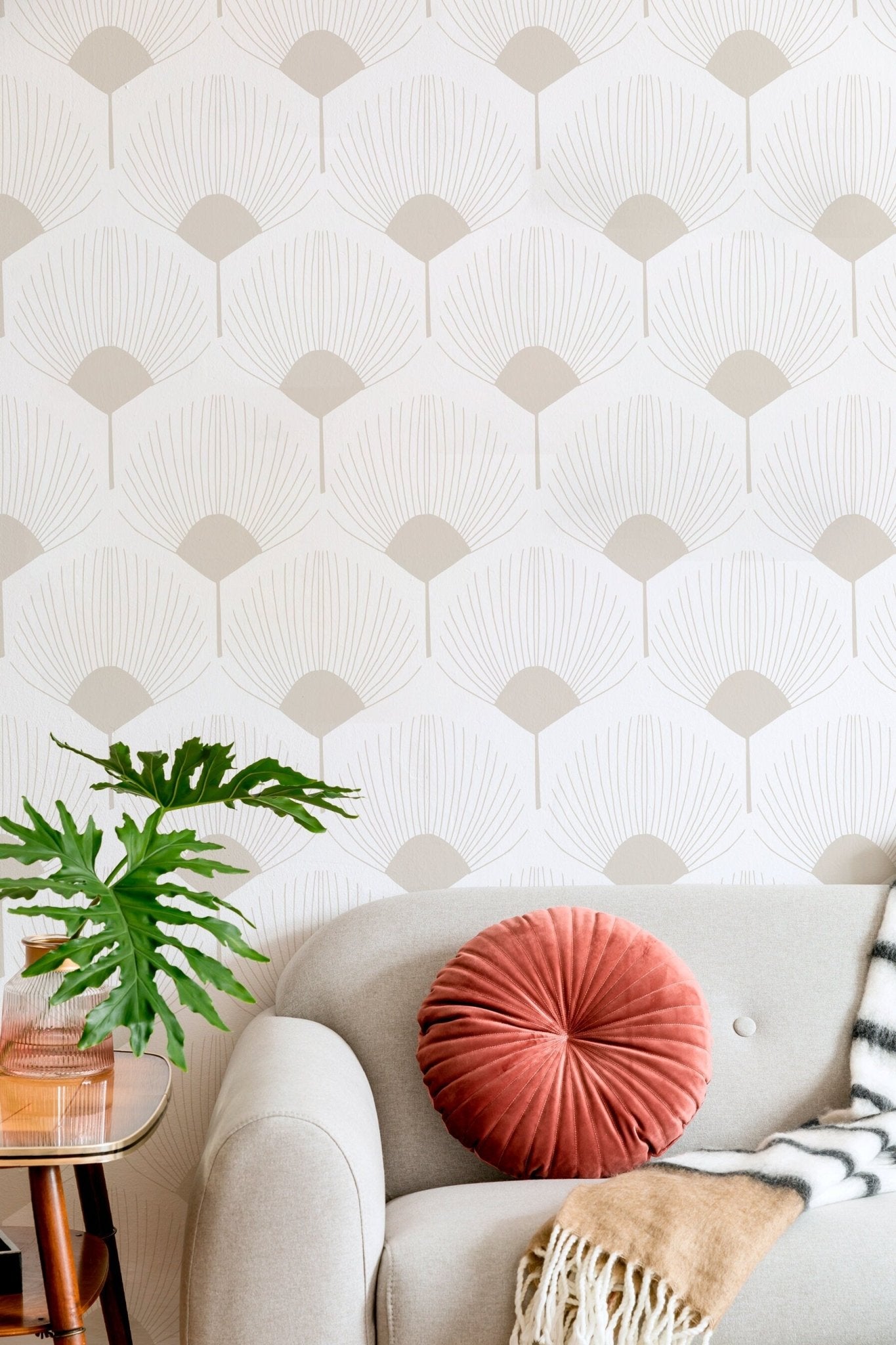 Elegant Palm Fan Wallpaper - C217 - WallTrend