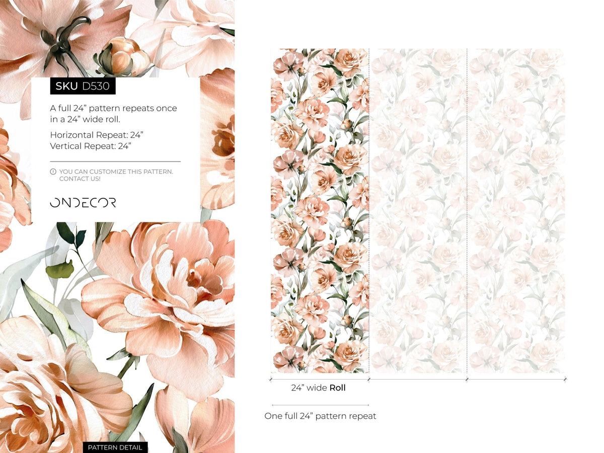 Elegant Peach Blossoms Wallpaper - D530 - WallTrend