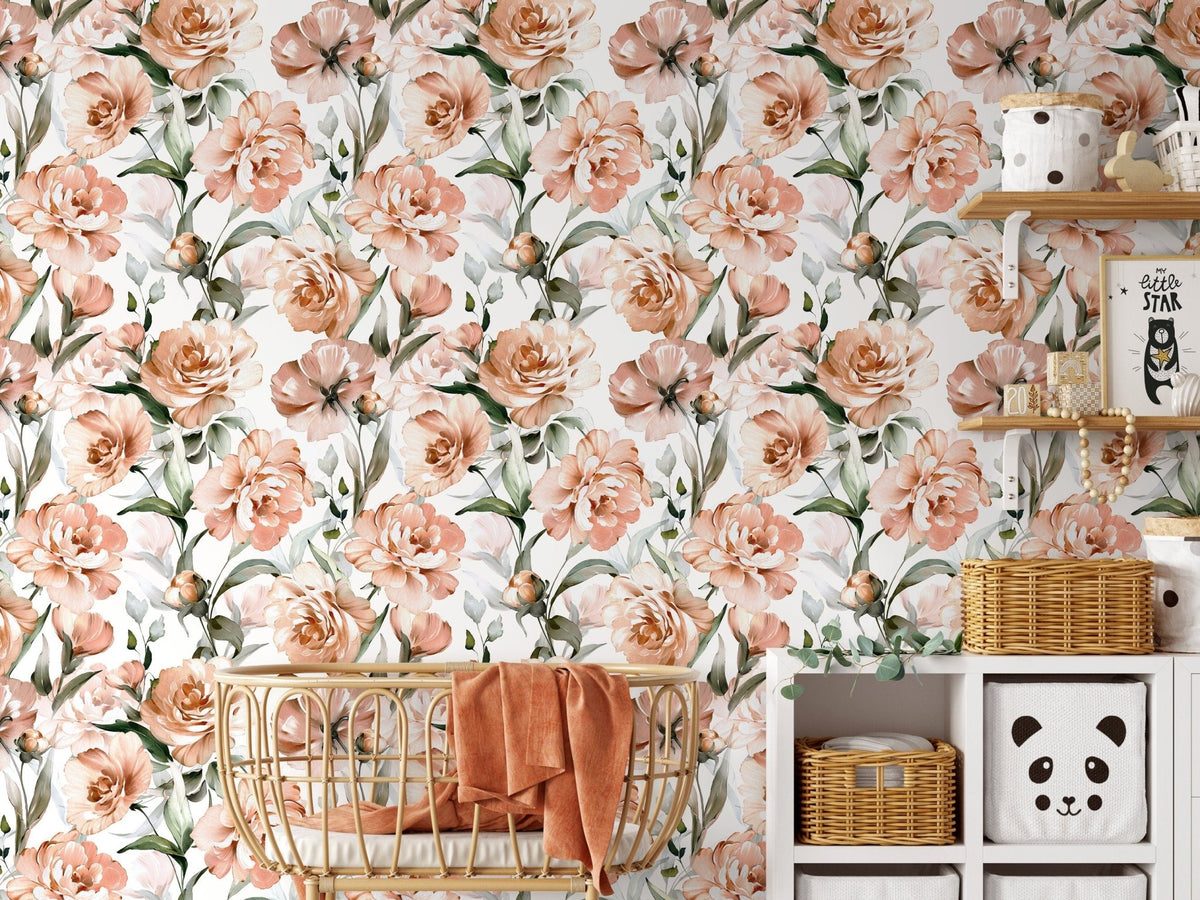 Elegant Peach Blossoms Wallpaper - D530 - WallTrend