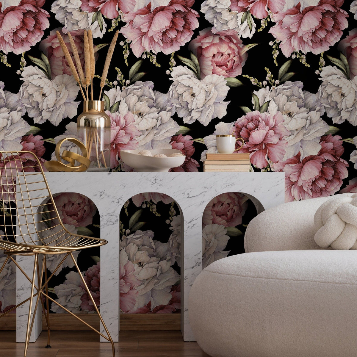 Elegant Peony Bloom Wallpaper - B518 - WallTrend